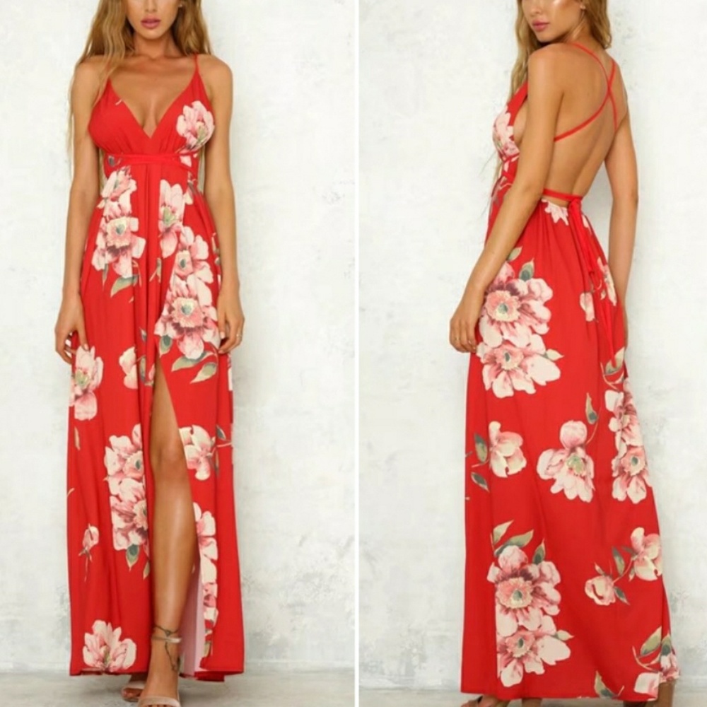 Bohemian Stlye Floral Print Maxi Dress-preorder